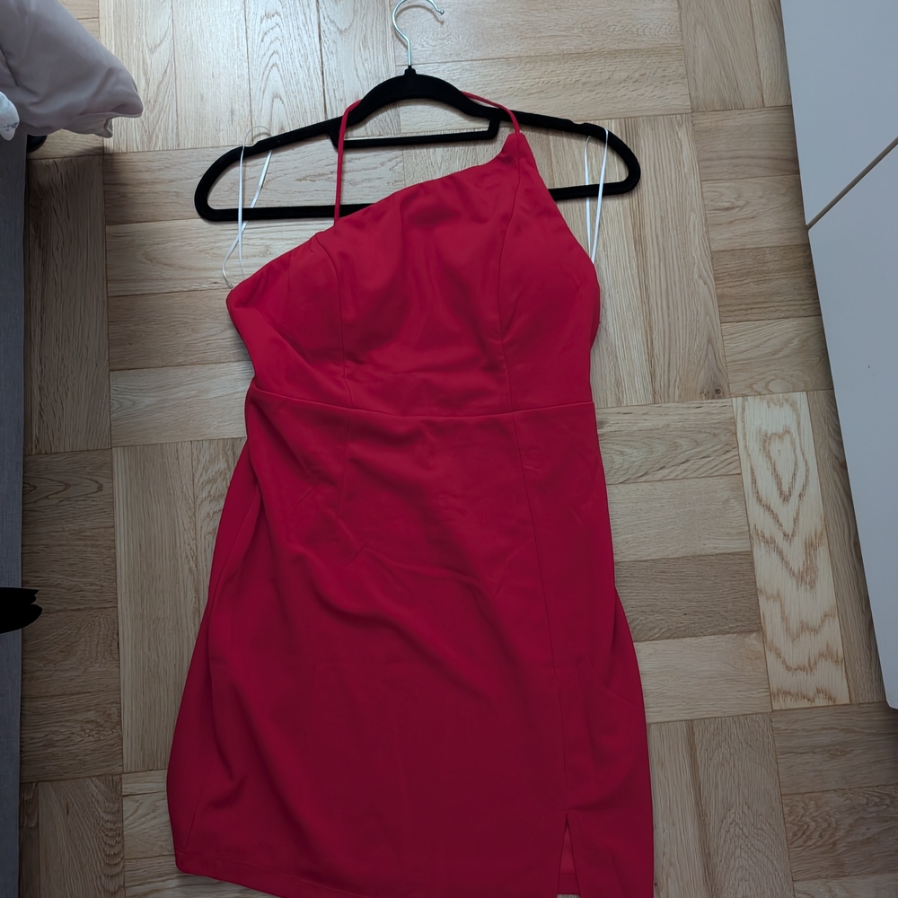 Princess Polly Red Ruched One-Shoulder Cocktail Dress